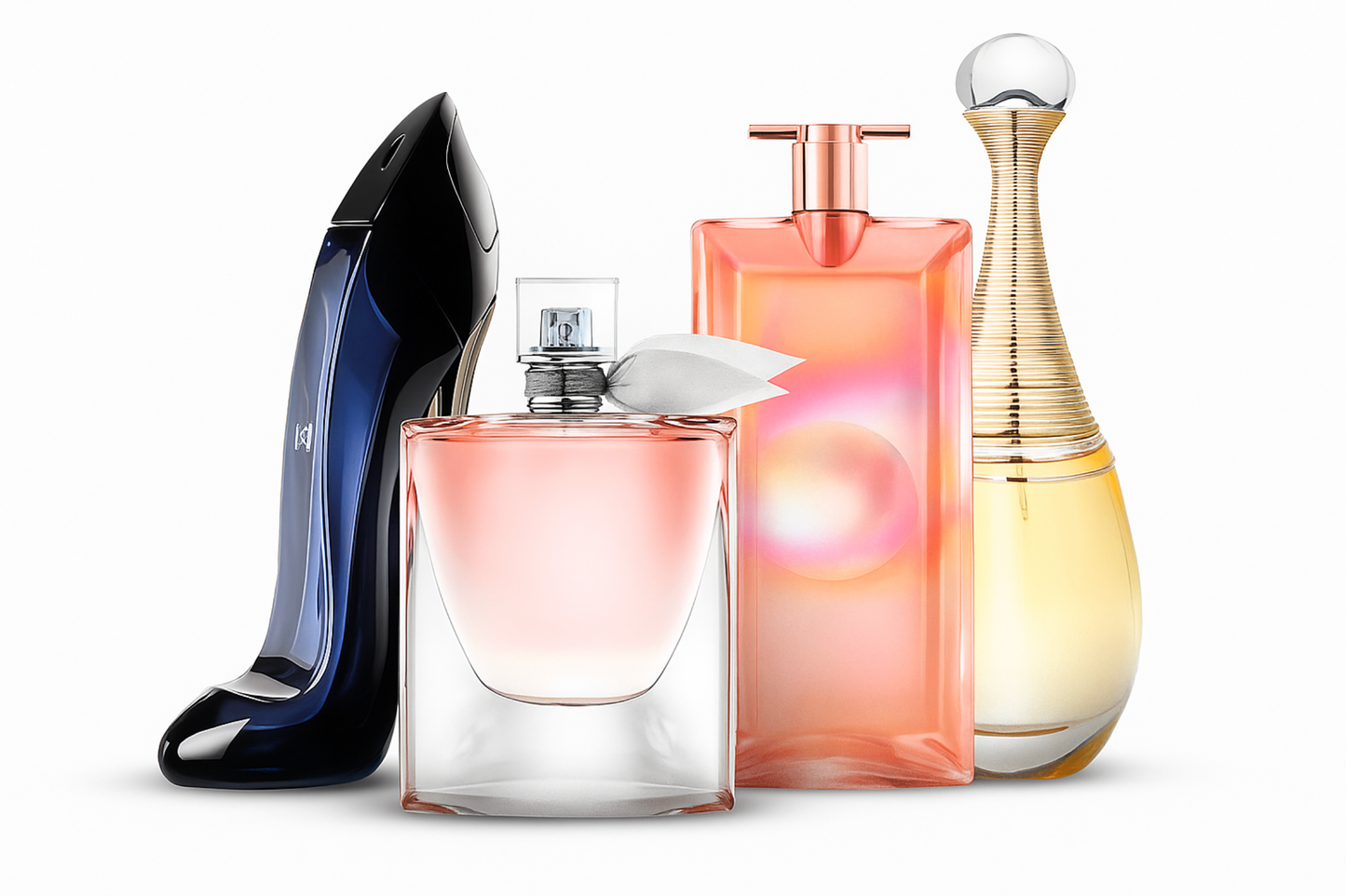 PAGA 1 E NE RICEVI 4! Esclusivo set di profumi da donna premium: Good Girl, La Vie Est Belle, Lancôme Idôle e J'adore (Eau de Parfum, 100 ml ciascuno)